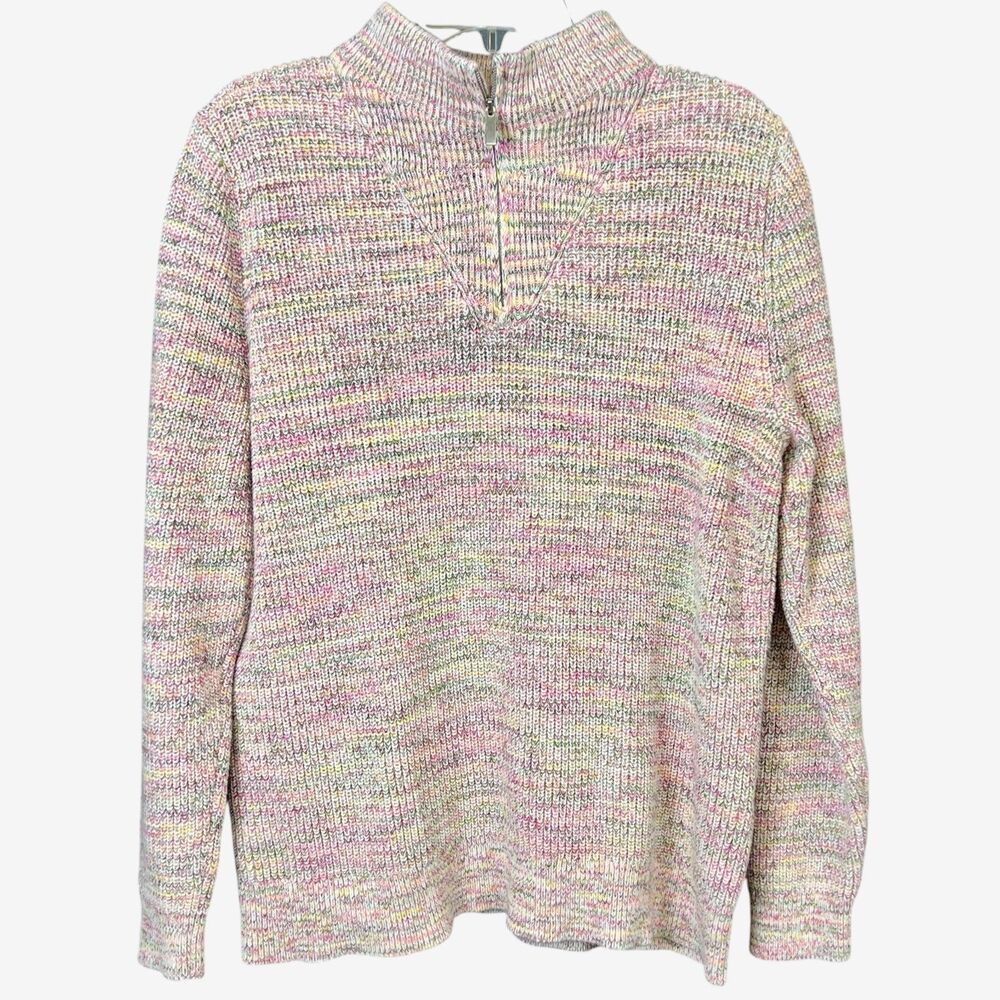 Lands End womens XL Drifter sweater quarter zip cotton pink